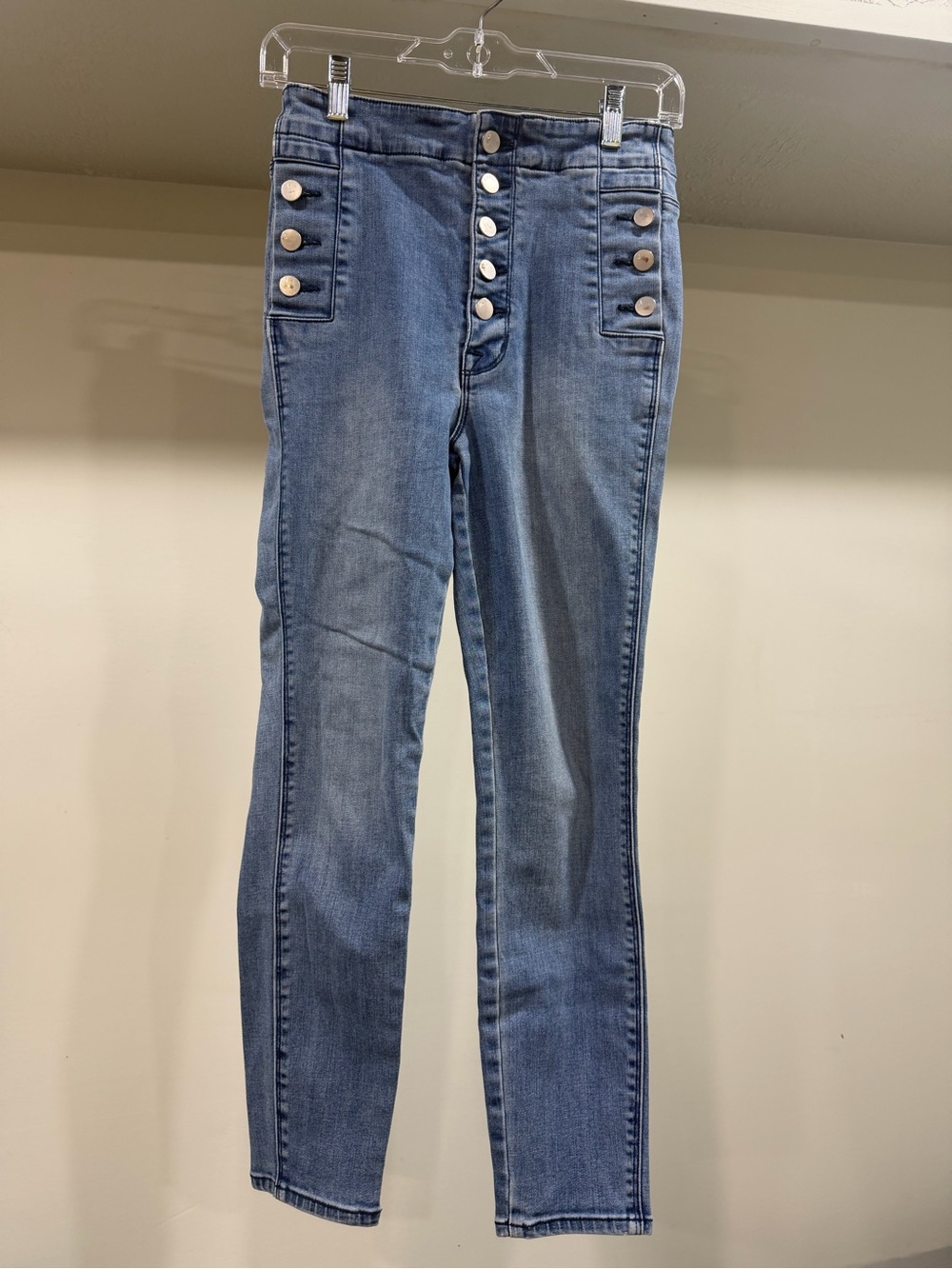J Brand Vintage High-Rise Button-Front Women's Jeans in Medium Blue
